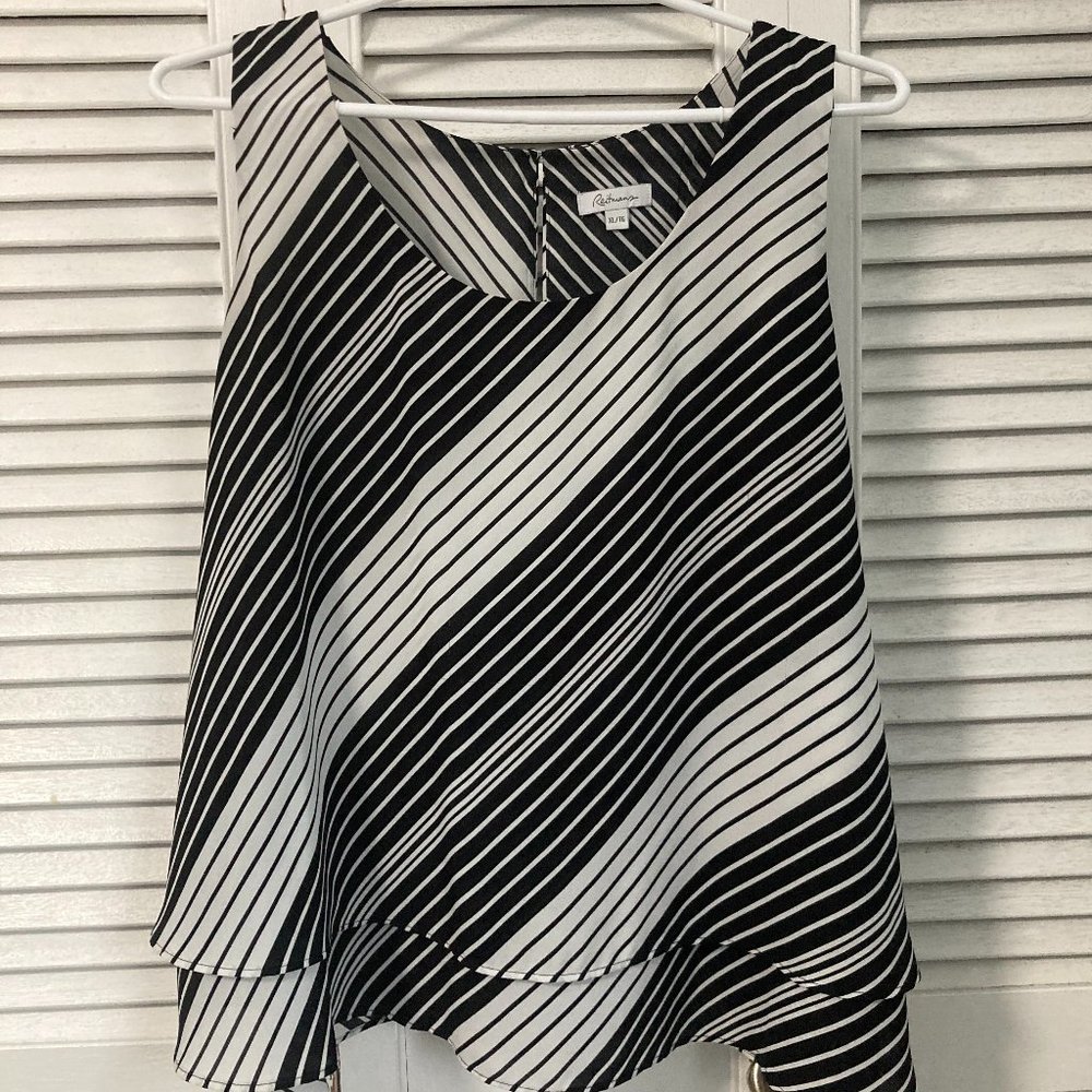 Black and white striped sleeveless blouse